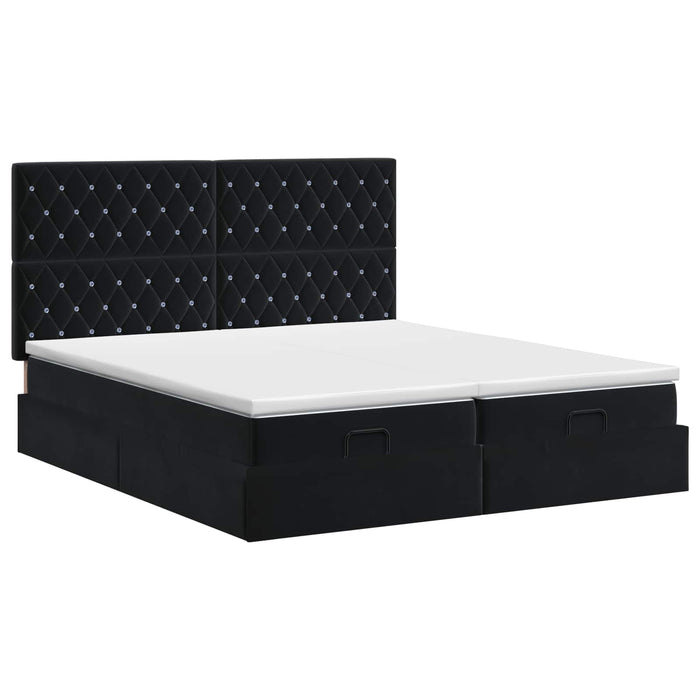 Pat ottoman cu saltea cu headboard 2 buc. Negru Catifea - WALTI WALTI