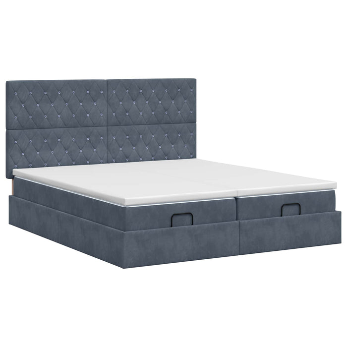 Pat ottoman cu saltea cu headboard 2 buc. Gri închis Catifea - WALTI WALTI