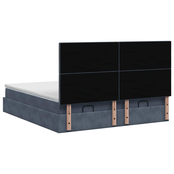 Pat ottoman cu saltea cu headboard 2 buc. Gri închis Catifea - WALTI WALTI