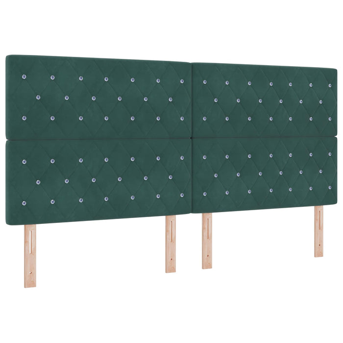 Pat ottoman cu saltea cu headboard 2 pcs Verde închis Catifea WALTI