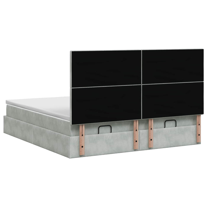 Pat ottoman cu saltea cu headboard 2 buc. Gri deschis Catifea - WALTI WALTI