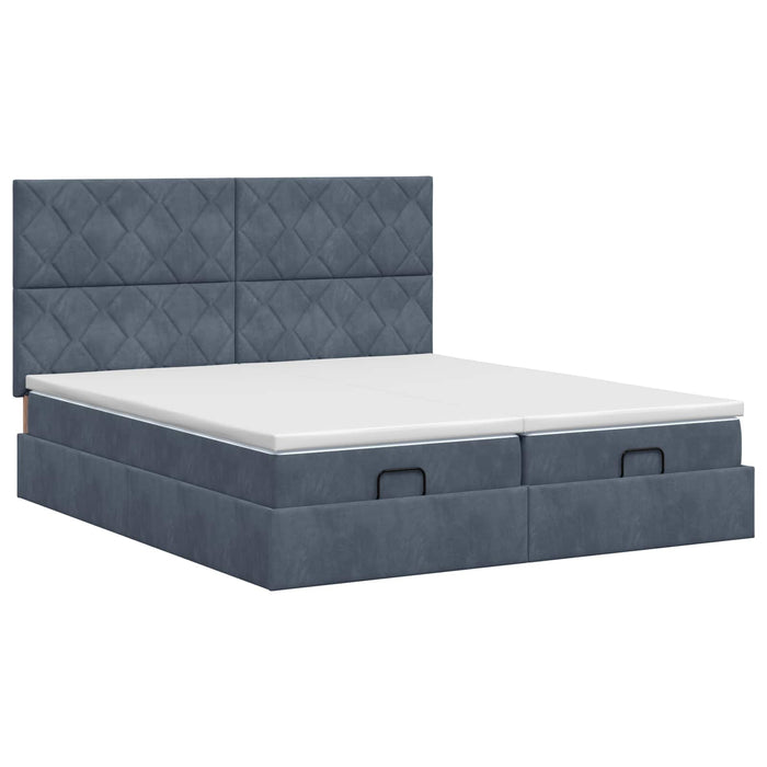 Pat ottoman cu saltea cu headboard 2 buc. Gri închis Catifea - WALTI WALTI