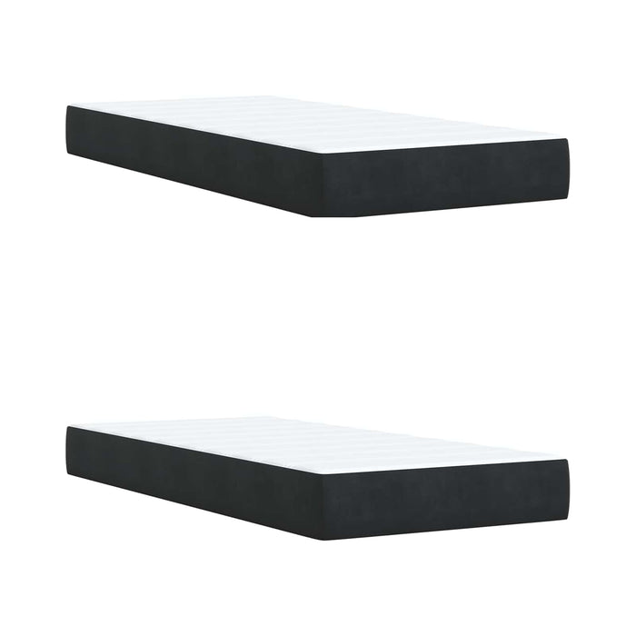 Pat ottoman cu saltea cu headboard 2 buc. Negru Catifea - WALTI WALTI
