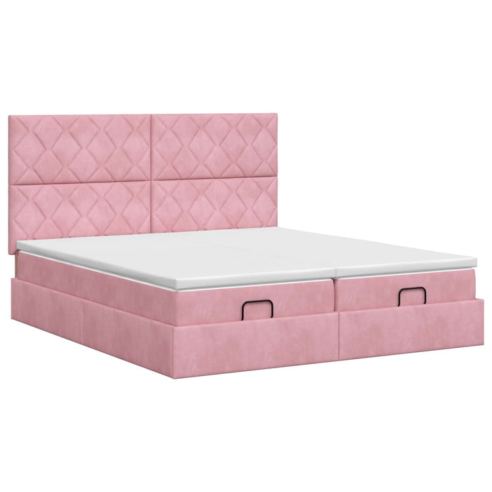 Pat ottoman cu saltea cu headboard 2 buc. Roz Catifea - WALTI WALTI