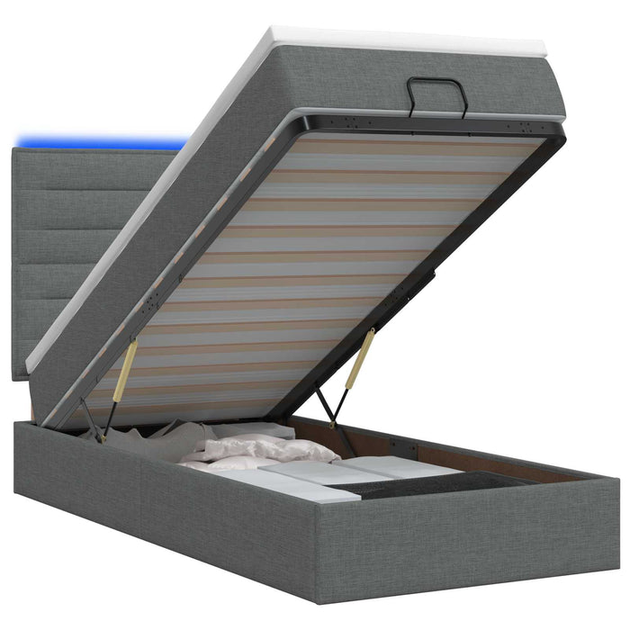 Pat Ottoman cu Saltea și LED Gri închis 80 x 200 cm Țesătură WALTI