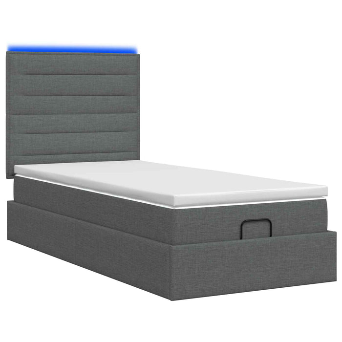 Pat Ottoman cu Saltea și LED Gri închis 80 x 200 cm Țesătură WALTI
