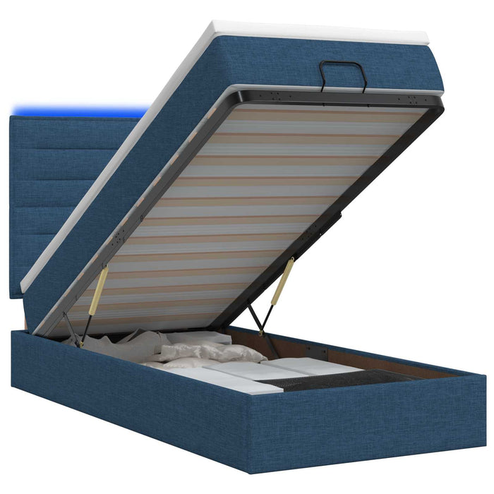 Pat Ottoman cu Saltea și LED albastru 80 x 200 cm Țesătură WALTI