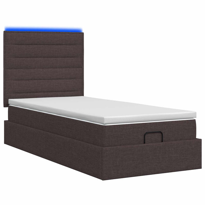 Pat Ottoman cu Saltea și LED Maro închis 100 x 200 cm Țesătură WALTI