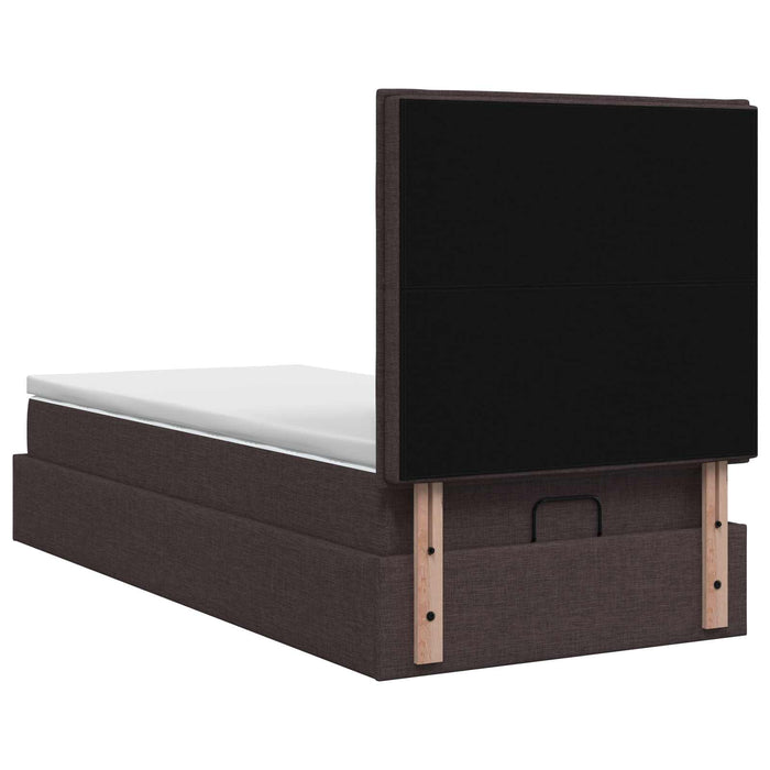 Pat Ottoman cu Saltea și LED Maro închis 100 x 200 cm Țesătură WALTI