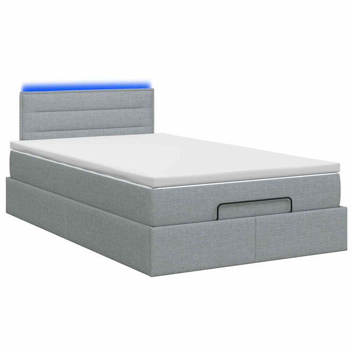 Pat Ottoman cu Saltea și LED Gri deschis 120 x 190 cm Țesătură WALTI