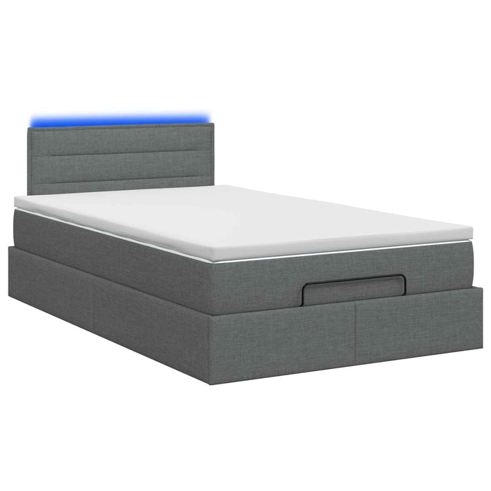 Pat Ottoman cu Saltea și LED Gri închis 120 x 190 cm Țesătură WALTI