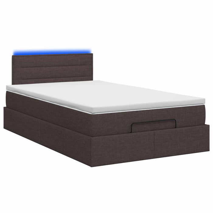 Pat Ottoman cu Saltea și LED Maro închis 120 x 190 cm Țesătură WALTI