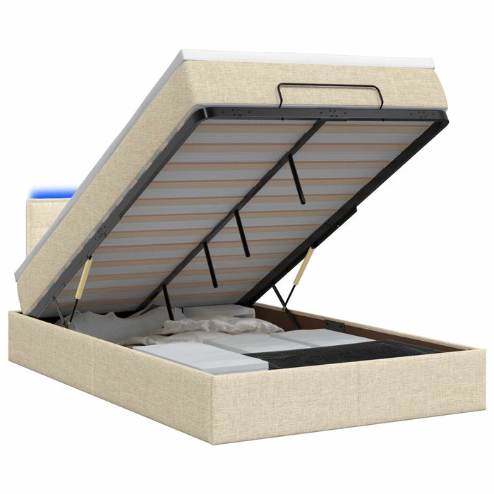 Pat Ottoman cu Saltea și LED Crem 120 x 190 cm Țesătură WALTI