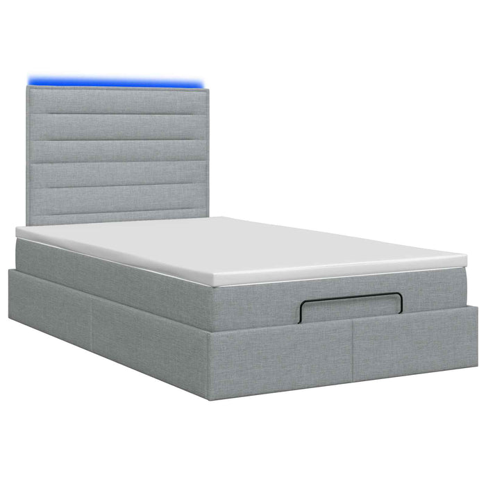 Pat Ottoman cu Saltea și LED Gri deschis 120 x 200 cm Țesătură WALTI