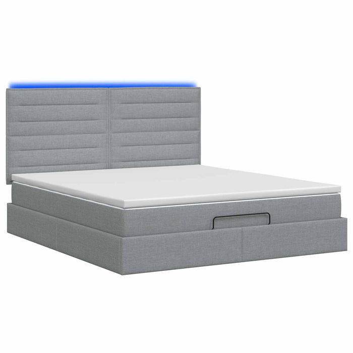 Pat Ottoman cu Saltea și LED Gri deschis 140 x 190 cm Țesătură WALTI