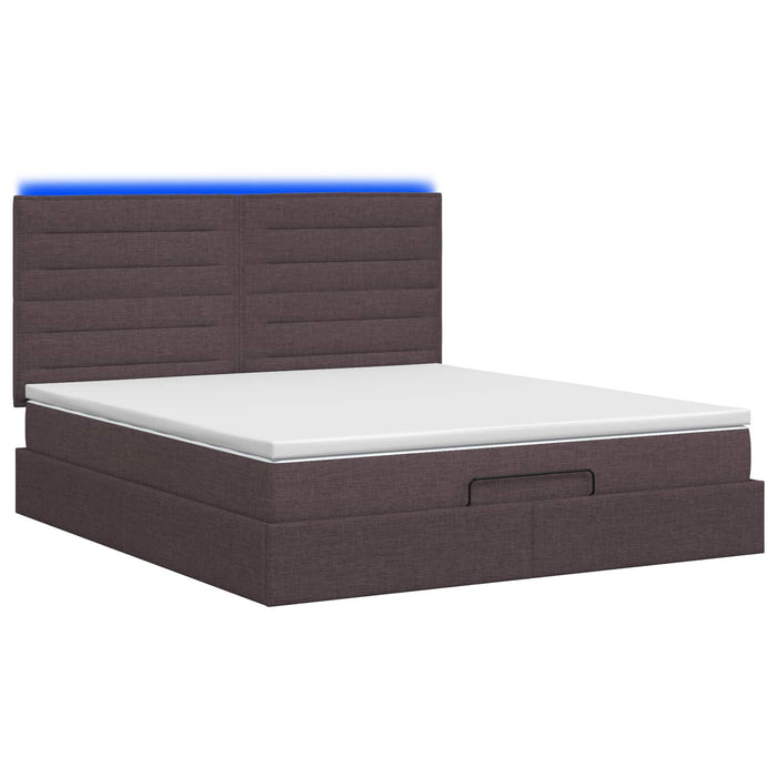 Pat Ottoman cu Saltea și LED Maro închis 140 x 200 cm Țesătură WALTI