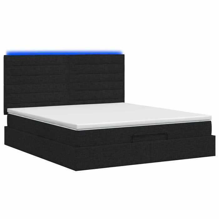 Pat Ottoman cu Saltea și LED Negru 180 x 200 cm Țesătură WALTI