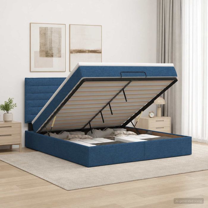 Pat Ottoman cu Saltea și LED albastru 140 x 190 cm Țesătură WALTI