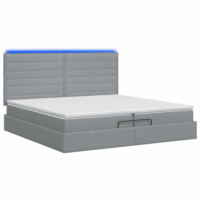 Pat Ottoman cu Saltea și LED Gri deschis 200 x 200 cm Țesătură WALTI