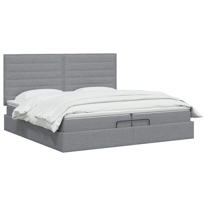 Pat Ottoman cu Saltea și LED Gri deschis 200 x 200 cm Țesătură WALTI