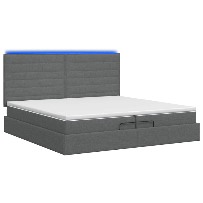 Pat Ottoman cu Saltea și LED Gri închis 200 x 200 cm Țesătură WALTI