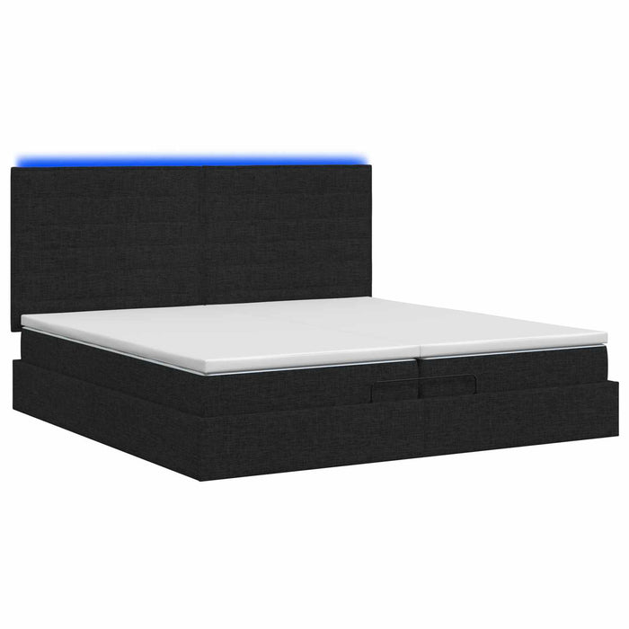 Pat Ottoman cu Saltea și LED Negru 200 x 200 cm Țesătură WALTI