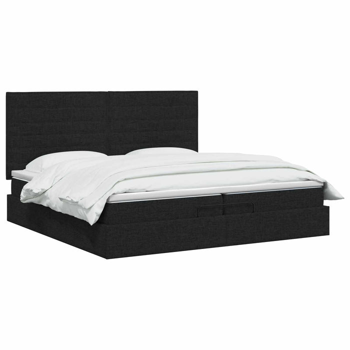 Pat Ottoman cu Saltea și LED Negru 200 x 200 cm Țesătură WALTI