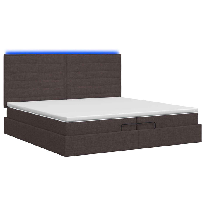 Pat Ottoman cu Saltea și LED Maro închis 200 x 200 cm Țesătură WALTI