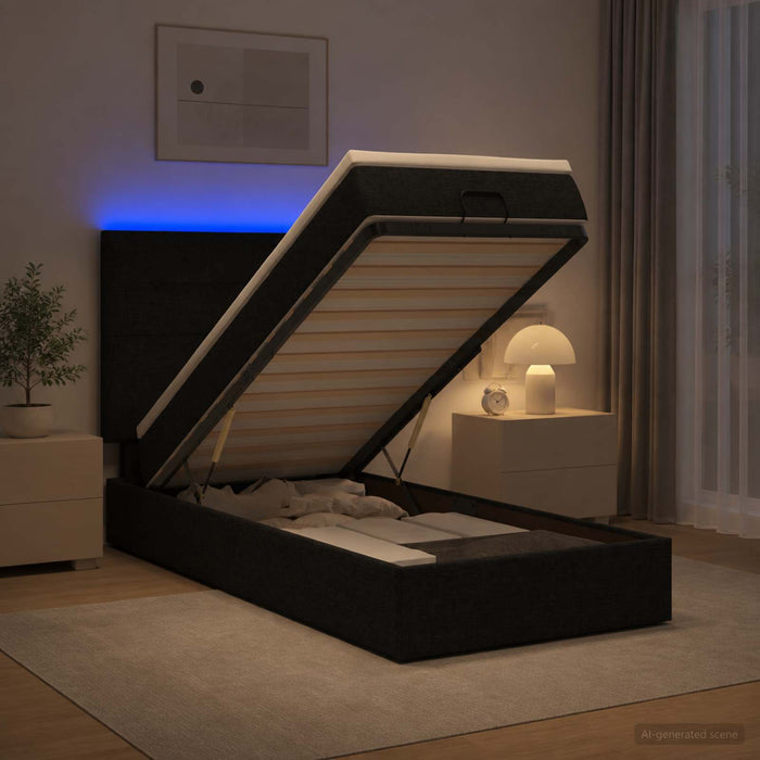 Pat Ottoman cu Saltea și LED Negru 100 x 200 cm Țesătură - WALTI WALTI