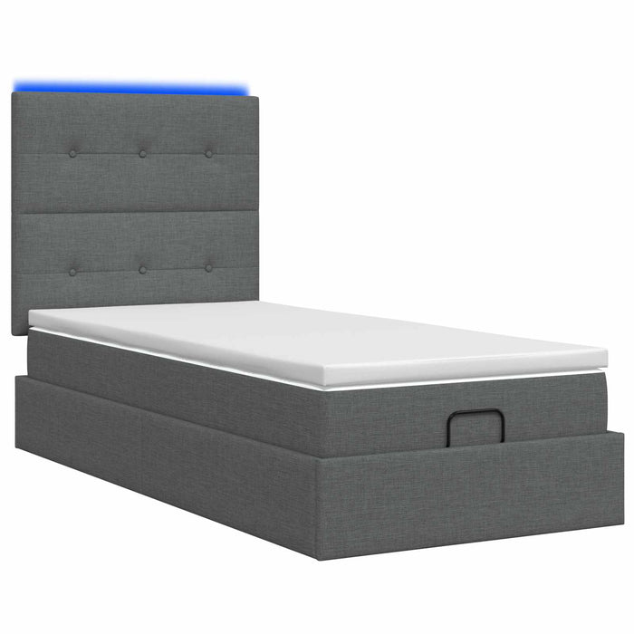 Pat Ottoman cu Saltea și LED Gri închis 90 x 200 cm Țesătură WALTI