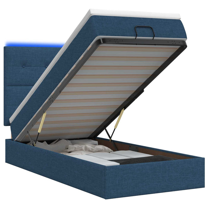 Pat Ottoman cu Saltea și LED albastru 90 x 200 cm Țesătură - WALTI WALTI