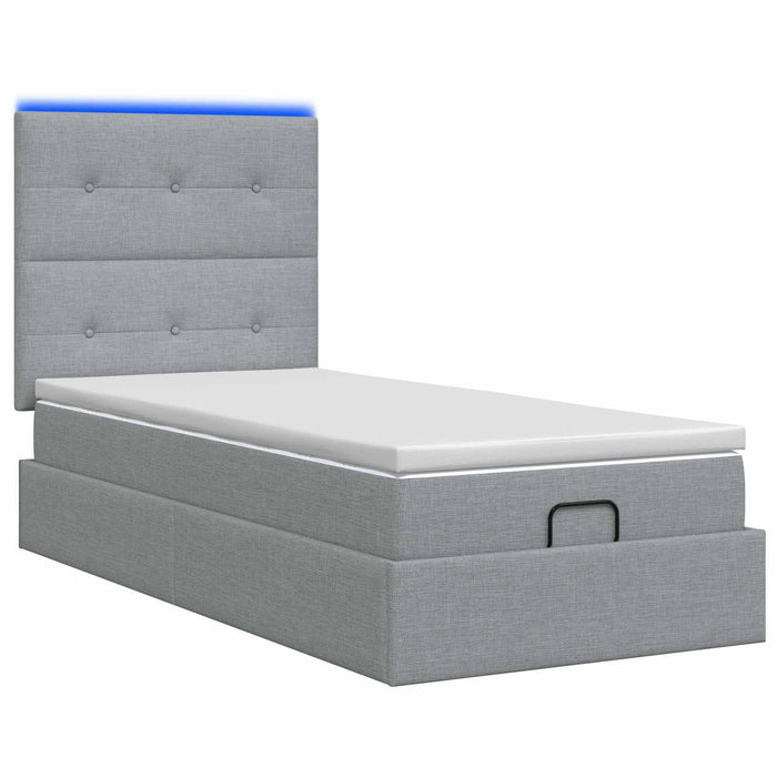 Pat Ottoman cu Saltea și LED Gri deschis 100 x 200 cm Țesătură WALTI