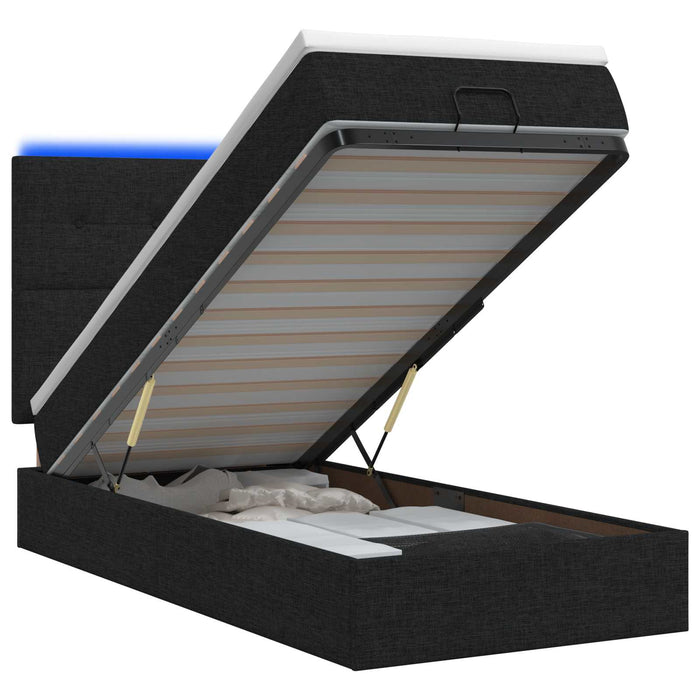 Pat Ottoman cu Saltea și LED Negru 100 x 200 cm Țesătură - WALTI WALTI