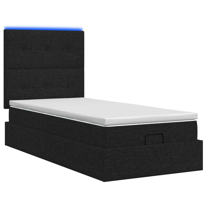 Pat Ottoman cu Saltea și LED Negru 100 x 200 cm Țesătură - WALTI WALTI