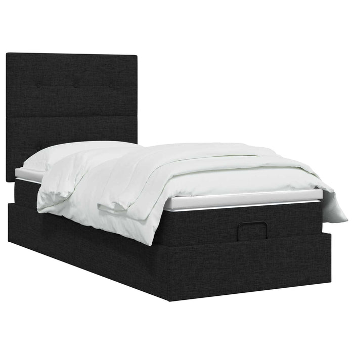 Pat Ottoman cu Saltea și LED Negru 100 x 200 cm Țesătură - WALTI WALTI