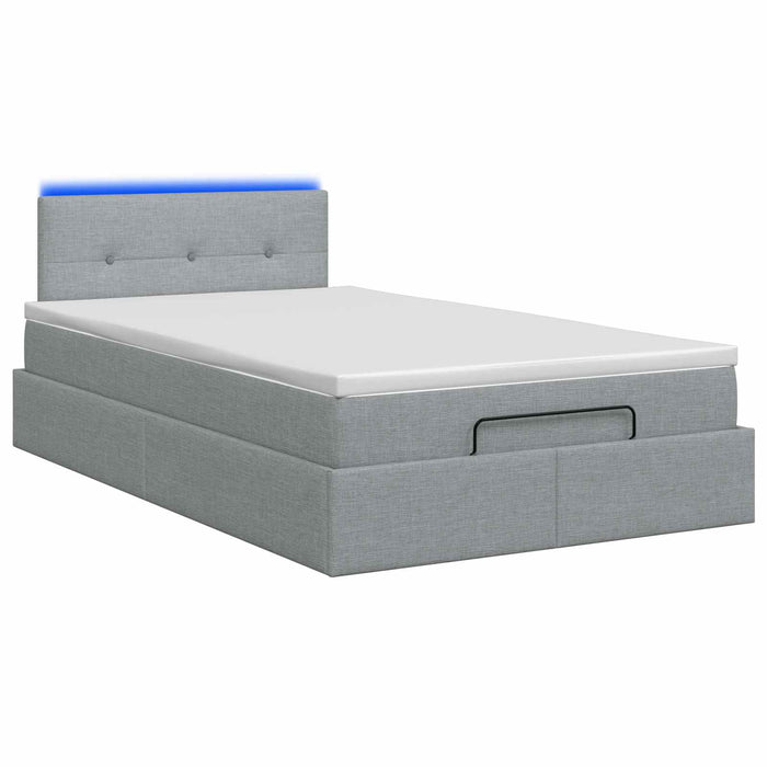 Pat Ottoman cu Saltea și LED Gri deschis 120 x 190 cm Țesătură WALTI