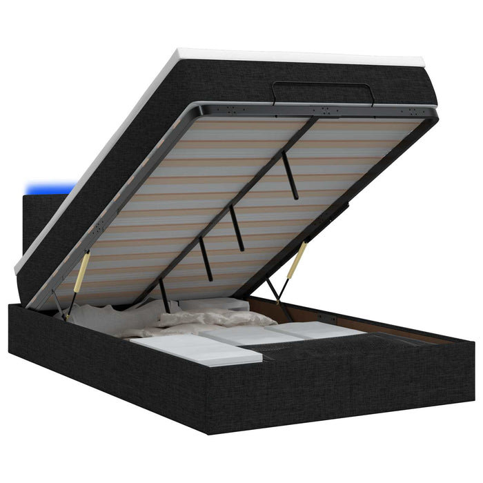 Pat Ottoman cu Saltea și LED Negru 120 x 190 cm Țesătură - WALTI WALTI