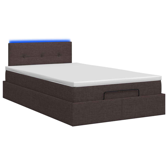 Pat Ottoman cu Saltea și LED Maro închis 120 x 190 cm Țesătură - WALTI WALTI