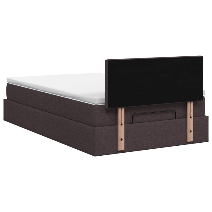 Pat Ottoman cu Saltea și LED Maro închis 120 x 190 cm Țesătură - WALTI WALTI