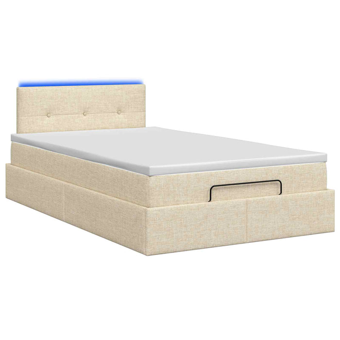 Pat Ottoman cu Saltea și LED Crem 120 x 190 cm Țesătură WALTI