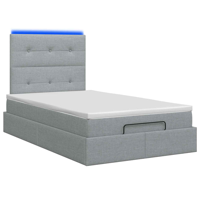 Pat Ottoman cu Saltea și LED Gri deschis 120 x 200 cm Țesătură WALTI
