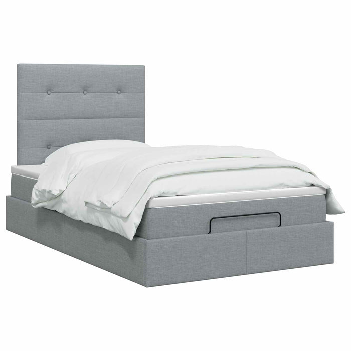 Pat Ottoman cu Saltea și LED Gri deschis 120 x 200 cm Țesătură WALTI