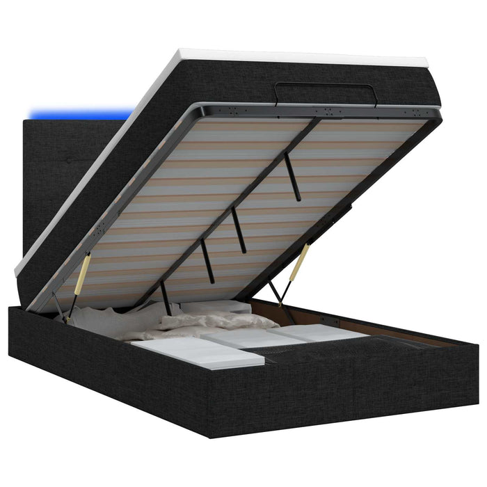 Pat Ottoman cu Saltea și LED Negru 120 x 200 cm Țesătură - WALTI WALTI