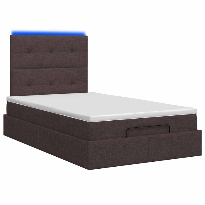 Pat Ottoman cu Saltea și LED Maro închis 120 x 200 cm Țesătură WALTI