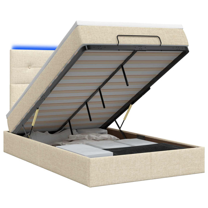 Pat Ottoman cu Saltea și LED Crem 120 x 200 cm Țesătură WALTI