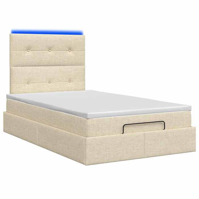 Pat Ottoman cu Saltea și LED Crem 120 x 200 cm Țesătură WALTI