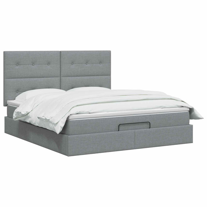 Pat Ottoman cu Saltea și LED Gri deschis 140 x 190 cm Țesătură WALTI