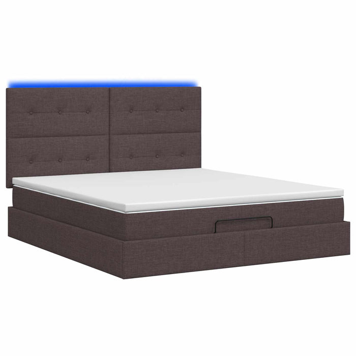 Pat Ottoman cu Saltea și LED Maro închis 140 x 190 cm Țesătură WALTI
