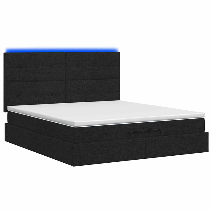 Pat Ottoman cu Saltea și LED Negru 140 x 200 cm Țesătură - WALTI WALTI