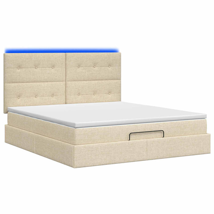 Pat Ottoman cu Saltea și LED Crem 140 x 200 cm Țesătură WALTI